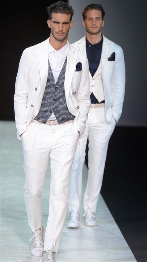 white armani suit